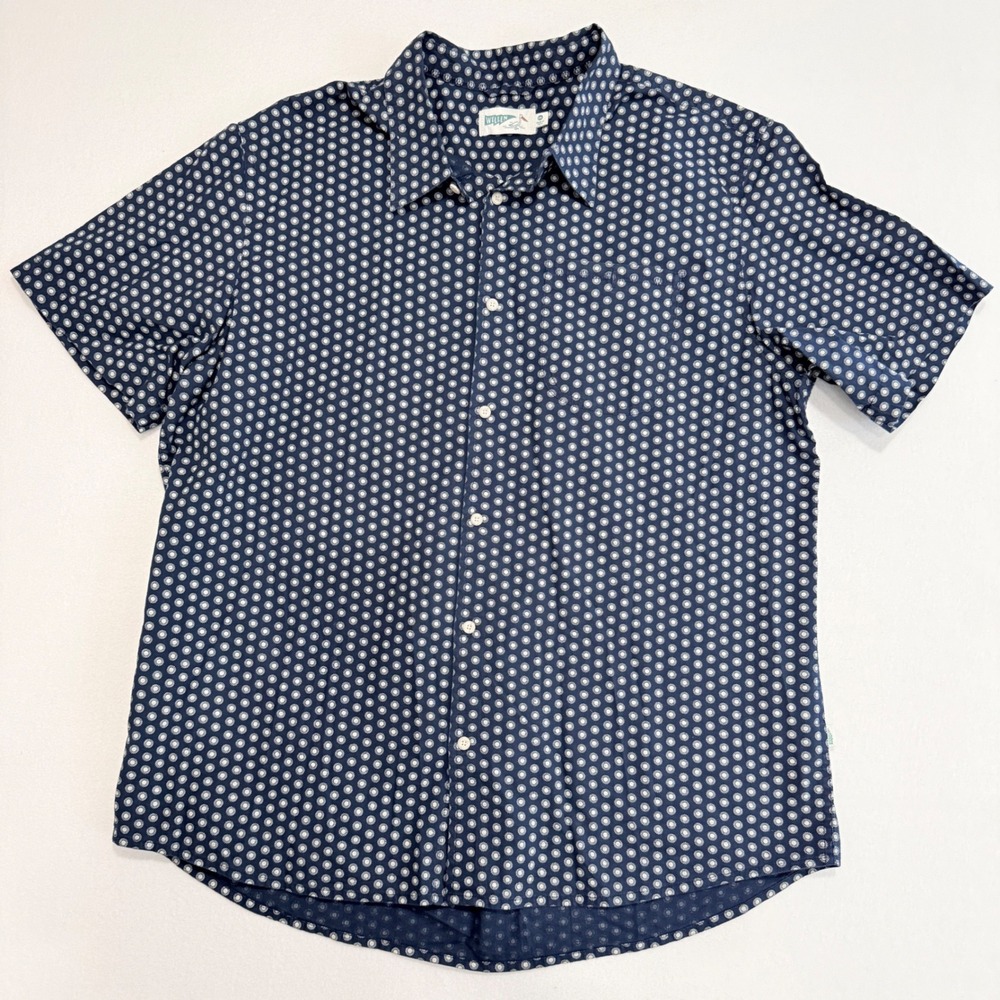Huckberry Wellen Short Sleeve Button Down Blue  Resortwear Vacation XXL
